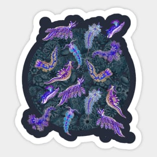 Ernst Haeckel Purple Hued Nudibranch  on Cerulean  Sea Squirts Sticker